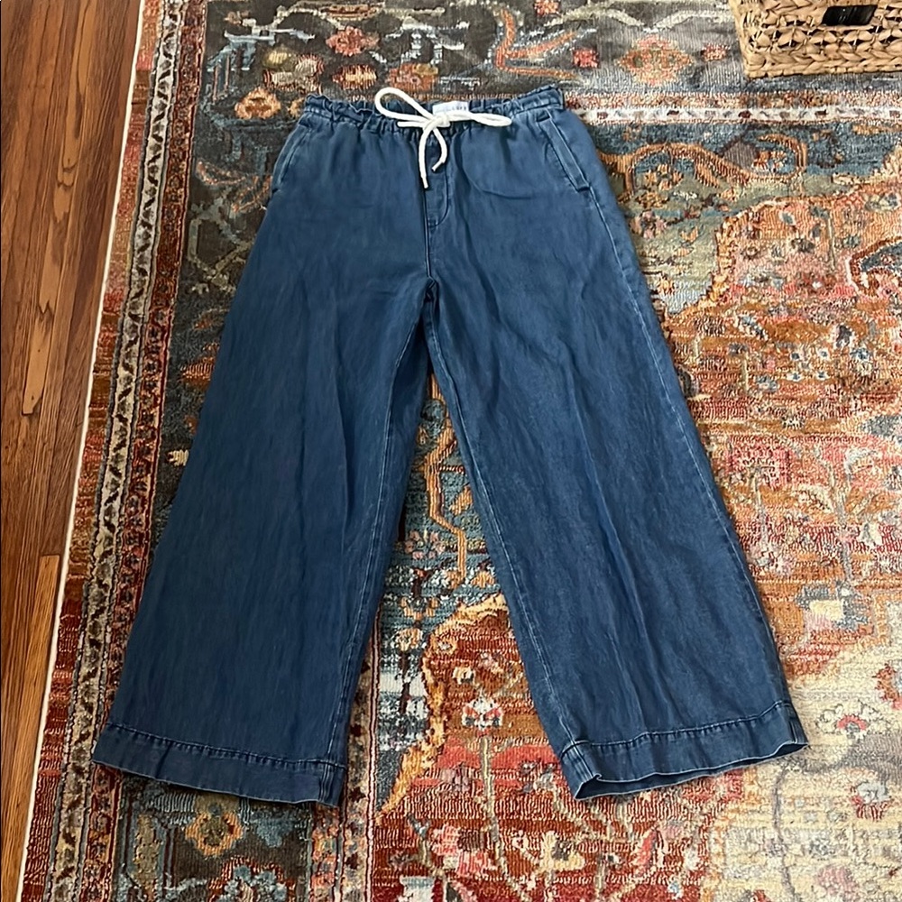 Loft Wide-Leg Drawstring Jeans